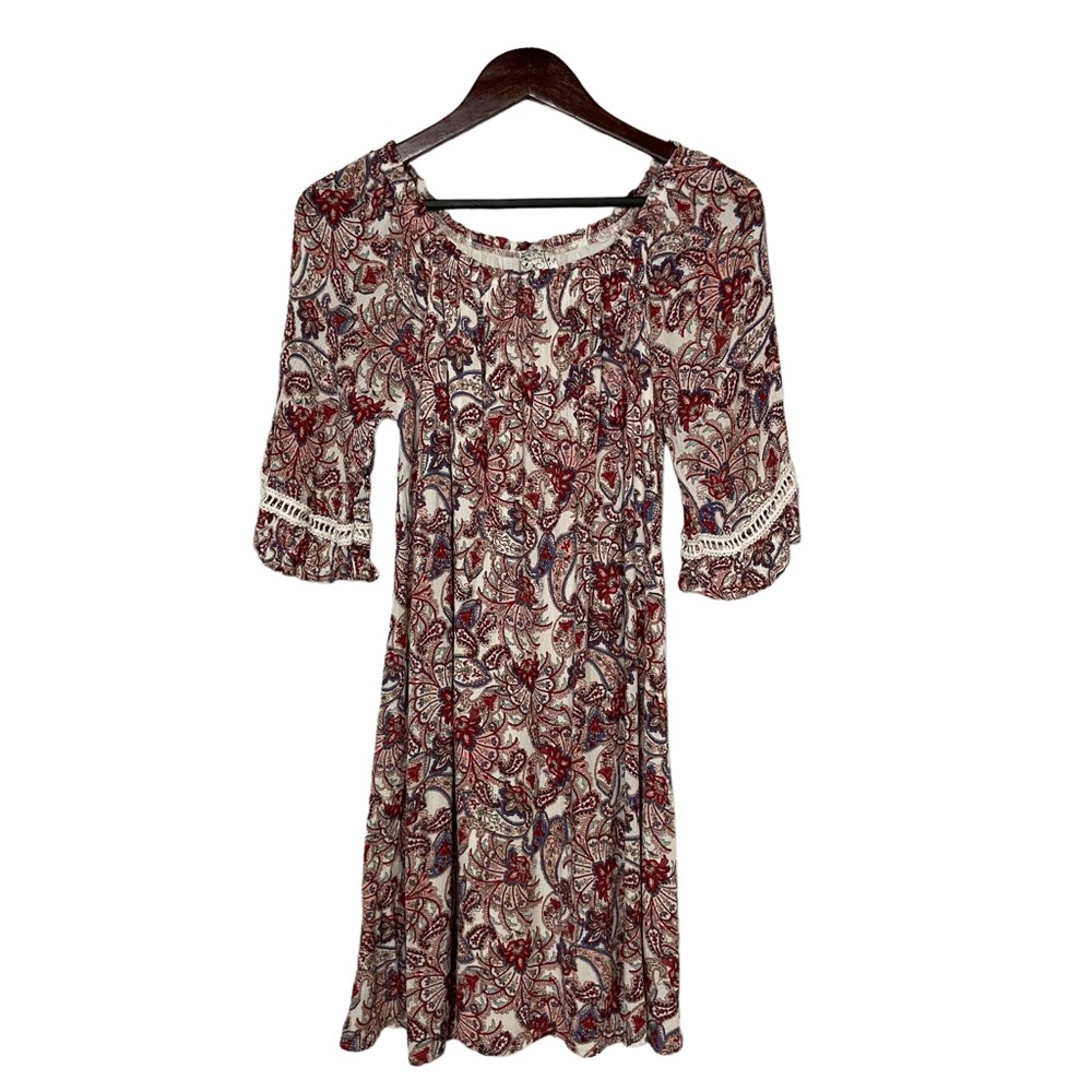 Boho Naïf Floral Paisley Bell Sleeve Dress